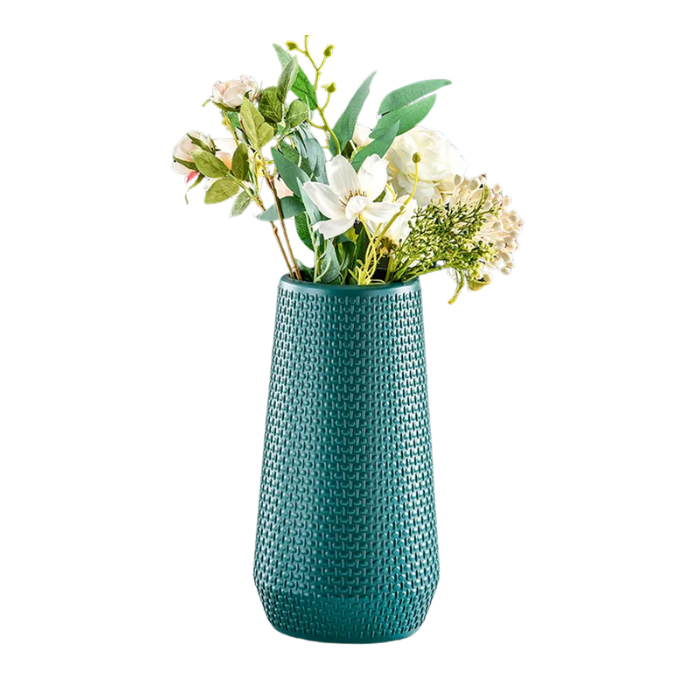 ANYDECO Flower Vase Blue Large Nordic Plastic Pot Living Room Decor