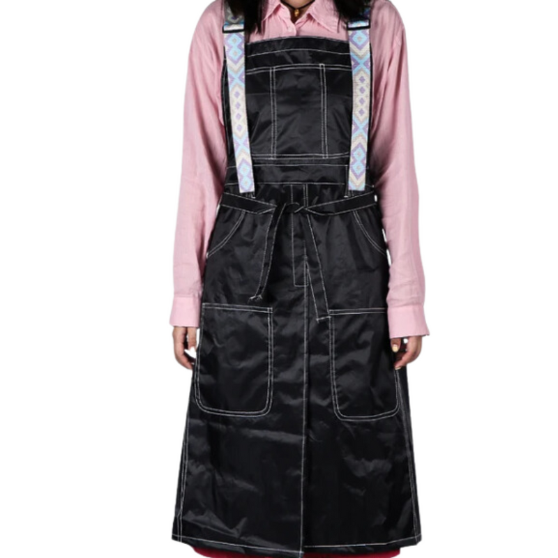 Anypron Black Red Kitchen Apron 2 Bags Waterproof Oil-Resistant Bibs Adjustable Chef