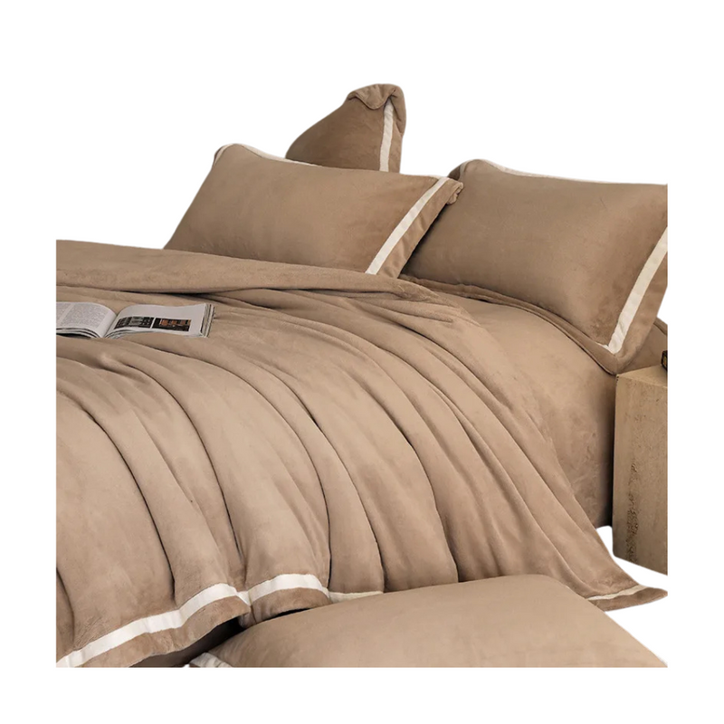 Anycozy Duvet Cover Set Plain Coffee Fitted Bed Sheet Ultra Soft Cozy Fluffy Bedding Collection