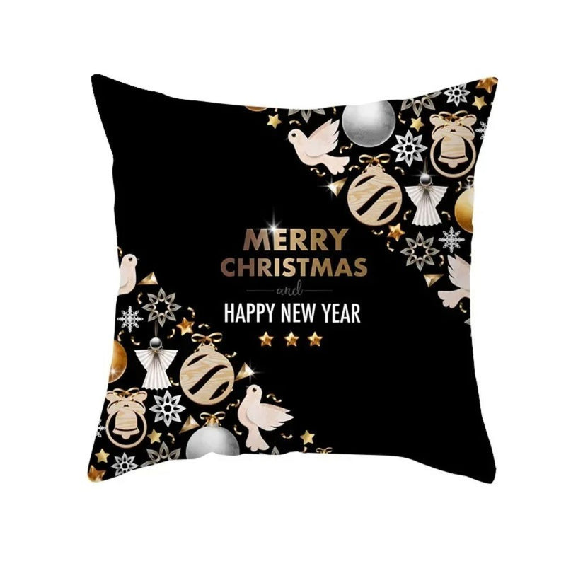 Anyhouz Pillowcase Black Festive Christmas Side Print Cotton Polyester Cushion Cover