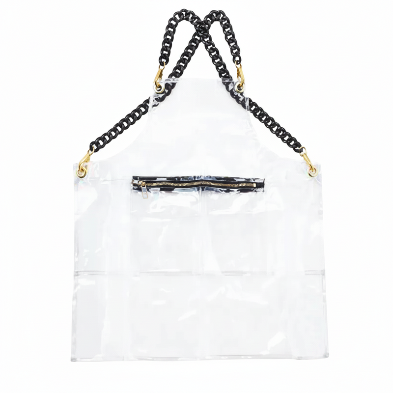 Anypron Waterproof Barber Apron – Transparent Cross‑Back with 3 Pockets