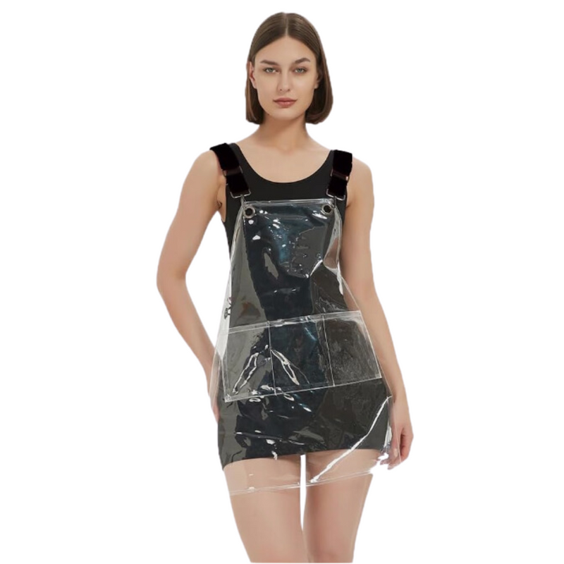 Anypron Black Ribbon Waterproof TPU Apron Oilproof for Barber Salon