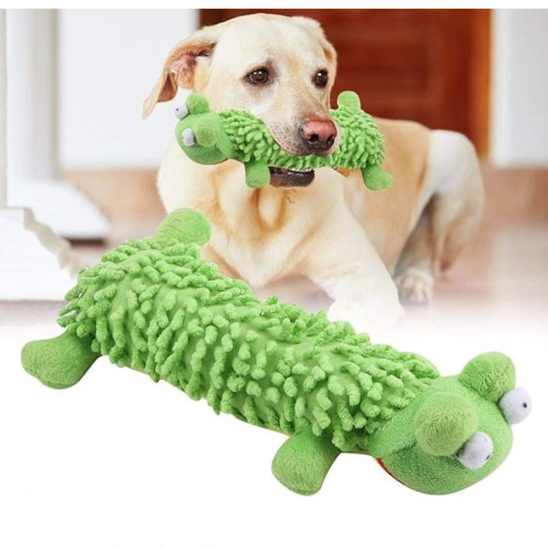 ANYWAGS Pet Toys Green Plush Squeaky Frog Soft Play Gear