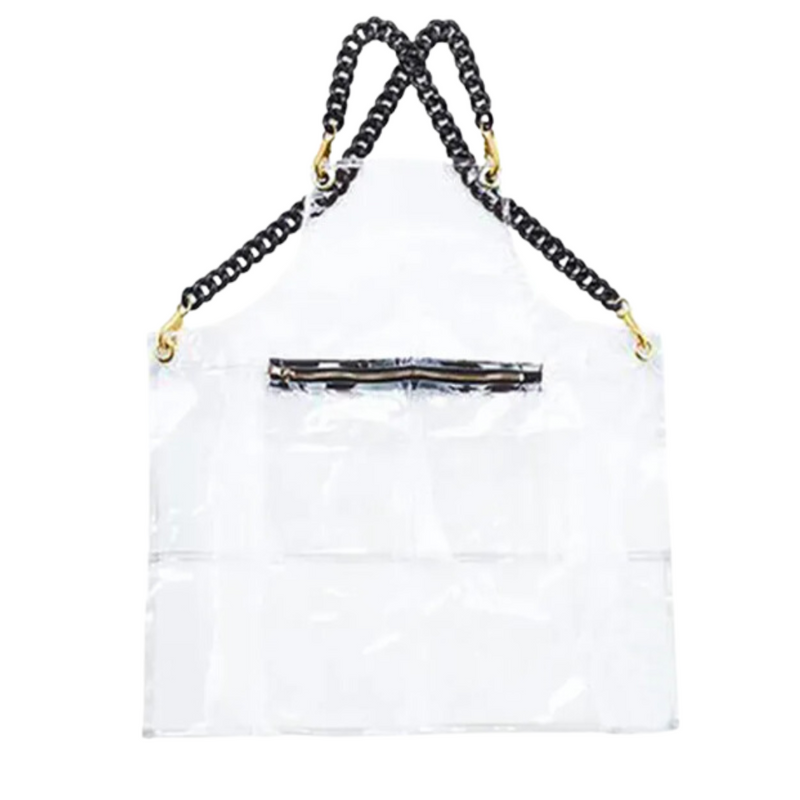Anypron Transparent Barber Apron Waterproof Cross-Back 3 Pockets Stylists