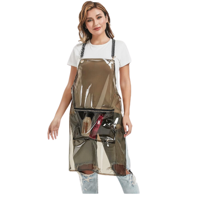 Anypron Barber Apron Black Waterproof Cross-Back 3 Pockets for Stylists