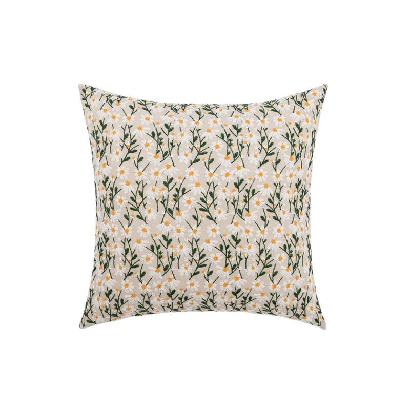 Anypillow Pillowcase Cream Daisy Embroidered Decorative Cushion Cover