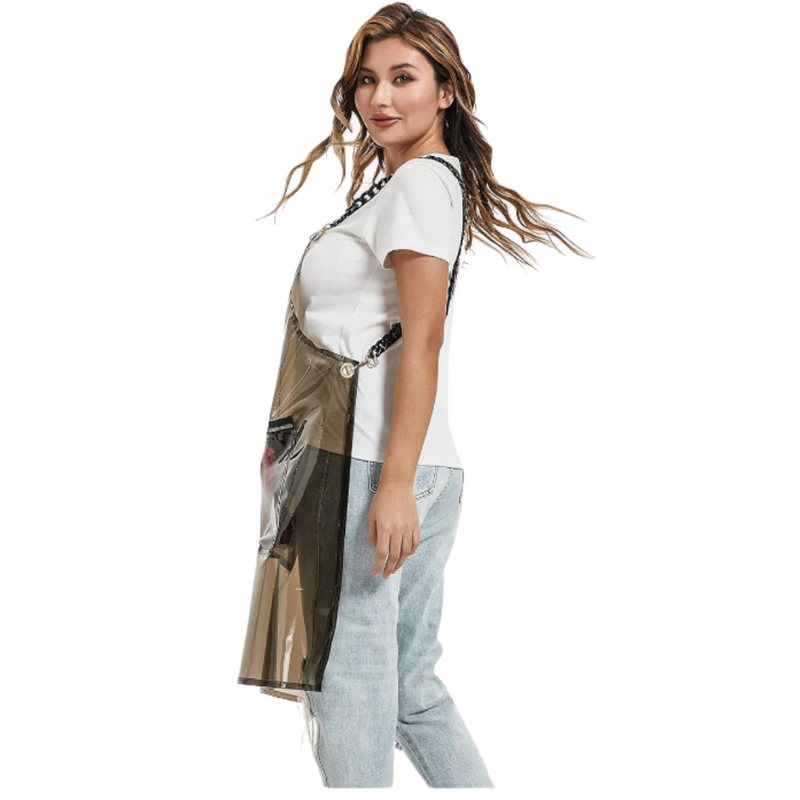 Anypron Barber Apron Black Waterproof Cross-Back 3 Pockets for Stylists