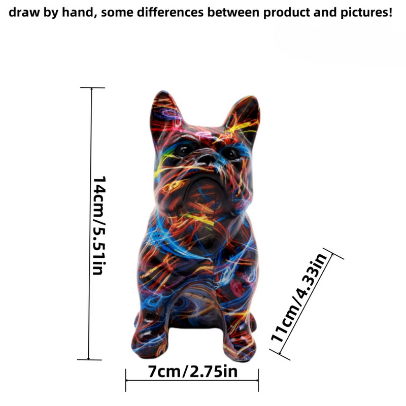 ANYDECO Figurine Small French Bulldog Abstract Lightning Graffiti Resin Statue Home Decor Ornament