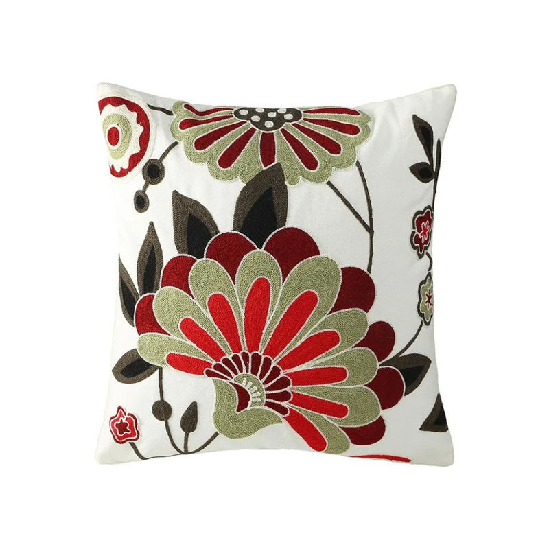 Anypillow Pillowcase White Floral Embroidered Decorative Cushion Cover