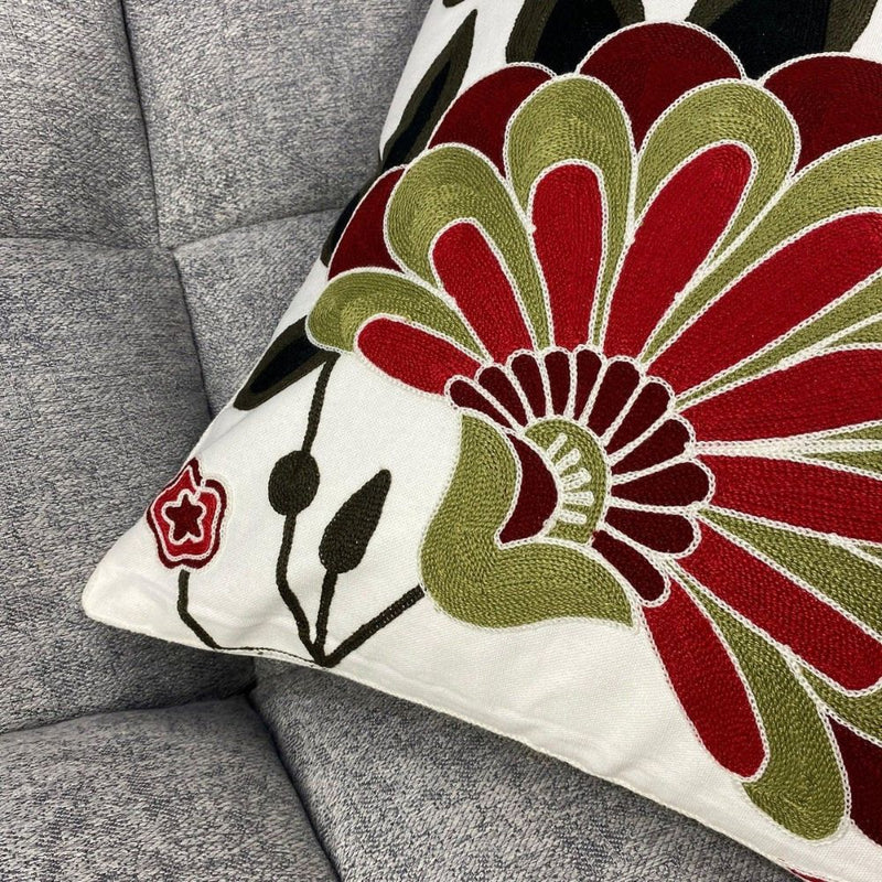 Anypillow Pillowcase White Floral Embroidered Decorative Cushion Cover