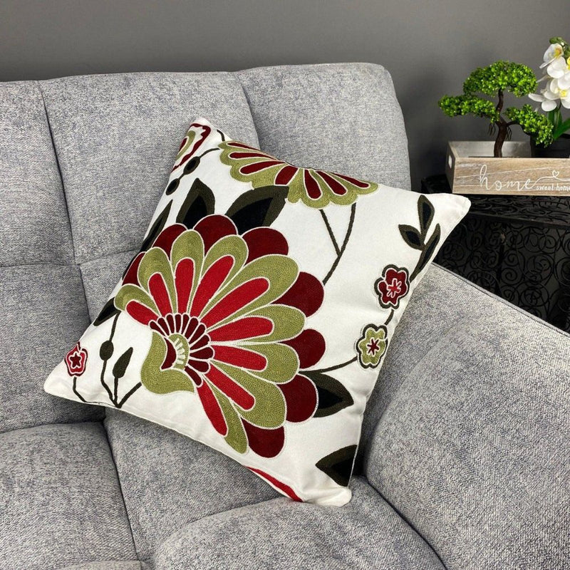 Anypillow Pillowcase White Floral Embroidered Decorative Cushion Cover