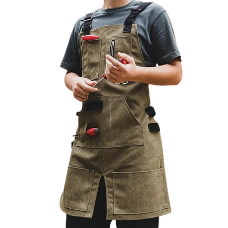 Anypron Green Canvas Gardening Apron – Waterproof, Oilproof Workwear for Gardening, BBQ & Kitchen