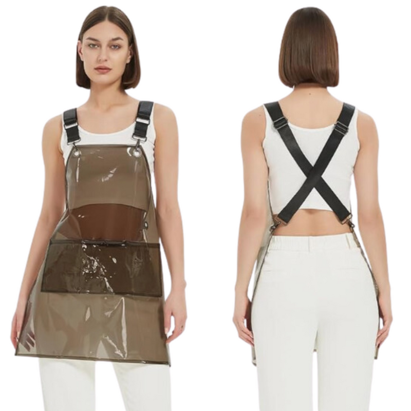 Anypron Black Waterproof TPU Apron Oilproof Workwear for Barber Salon