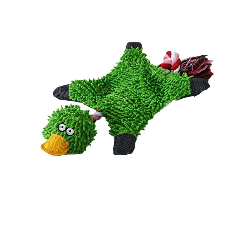 ANYWAGS Pet Toys Green Plush Squeaky Duck Soft Play Gear
