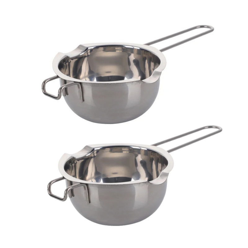 Anygleam Melting Pot 2Pcs Silver Chocolate Melt Cookware Kitchen Heating Container Milk Bowl Baking Tool Kitchenware