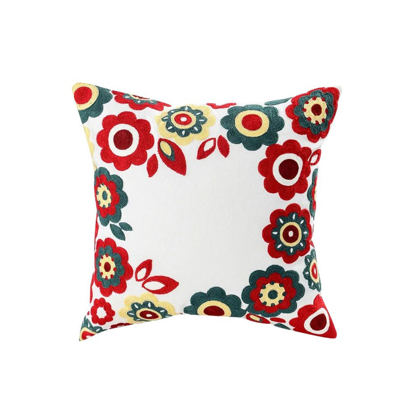 Anypillow Pillowcase White Floral Border Embroidered Decorative Cushion Cover