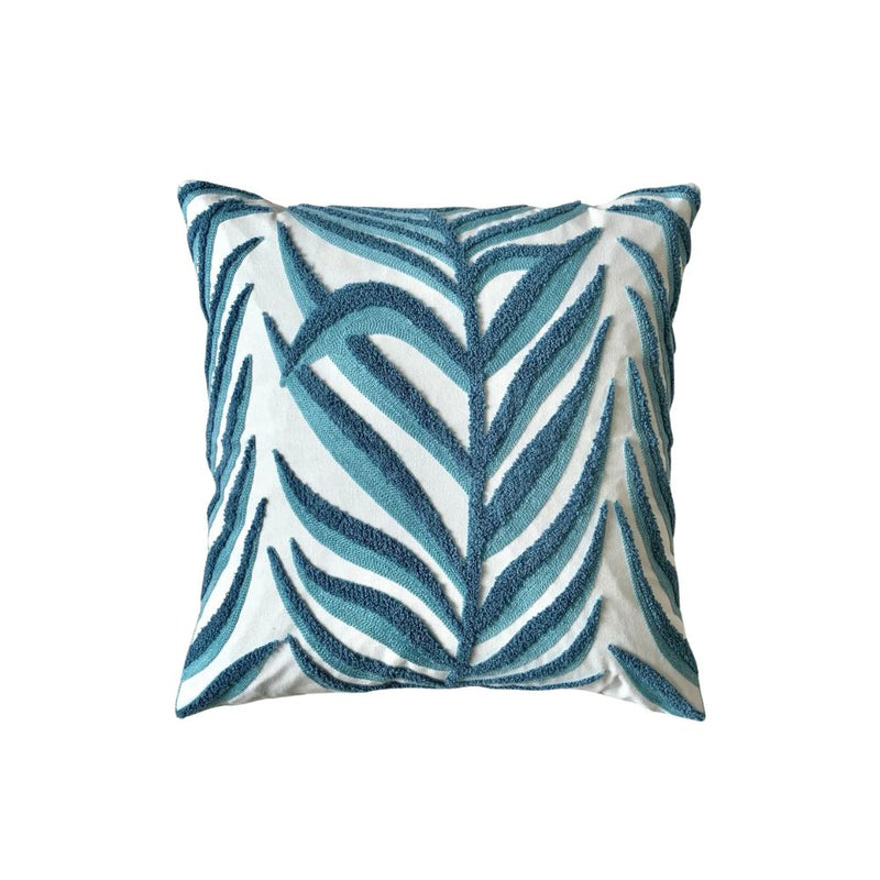 Anypillow Blue Palm Leaves Embroidered Pillowcase Decorative Cushion Cover