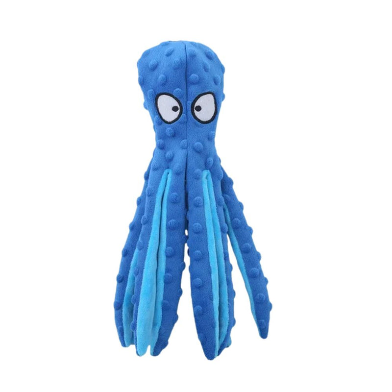 ANYWAGS Pet Toys Blue Plush Octopus Squeaky Teething Chews For Puppies