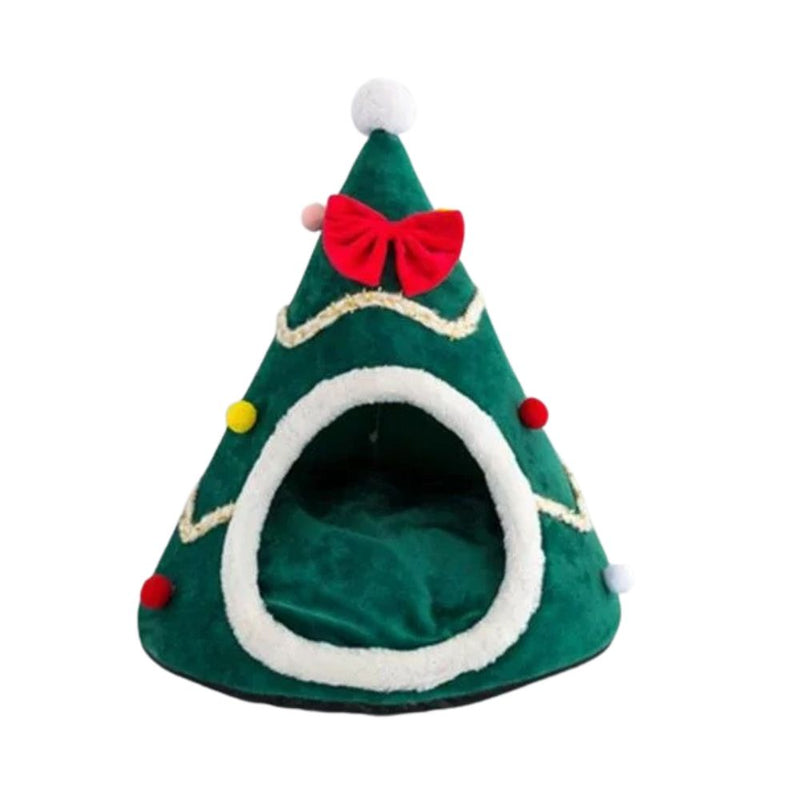 Anypet Christmas Pet Bed – Green with Ribbon Winter Cat Cushion Mat, Soft Cozy Design