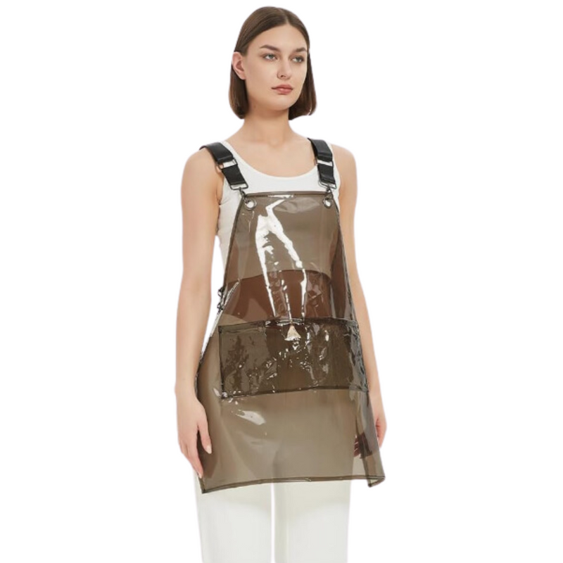 Anypron Black Waterproof TPU Apron Oilproof Workwear for Barber Salon