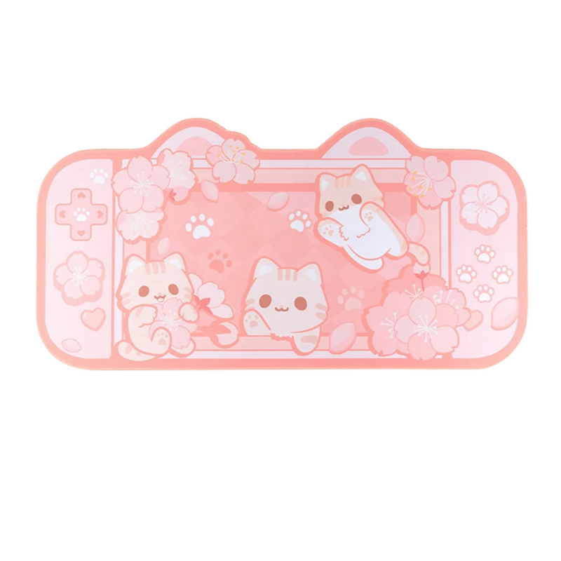 ANYMOB Mouse Pad Pink Cat Kawaii Gaming Mat Bunny Desk Pad Rubber Mat Protector