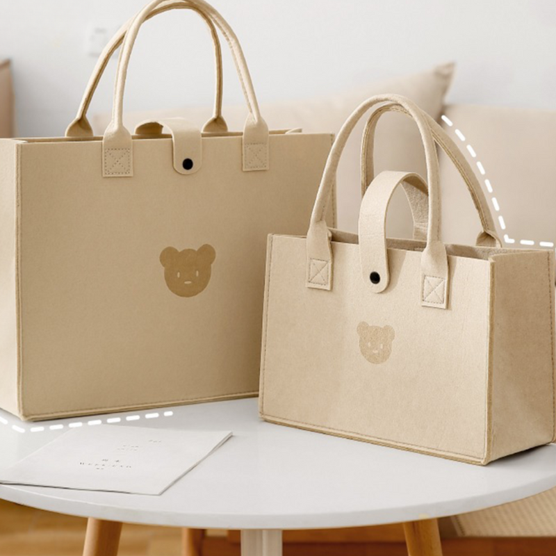 Anymom Mommy Bag Bear design Handbag Small Size Without Zipper Multifunctional Ins Style Mom Tote Bag