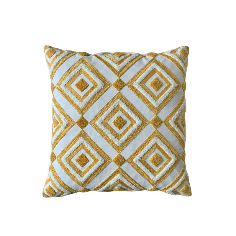 Anypillow Pillowcase Yellow Geometric Embroidered Decorative Cushion Cover