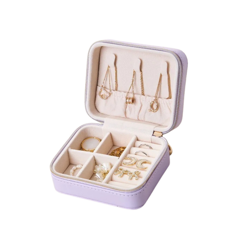 Anyvogue Jewelry Box Portable Maillard Style Organizer with Zipper Lock