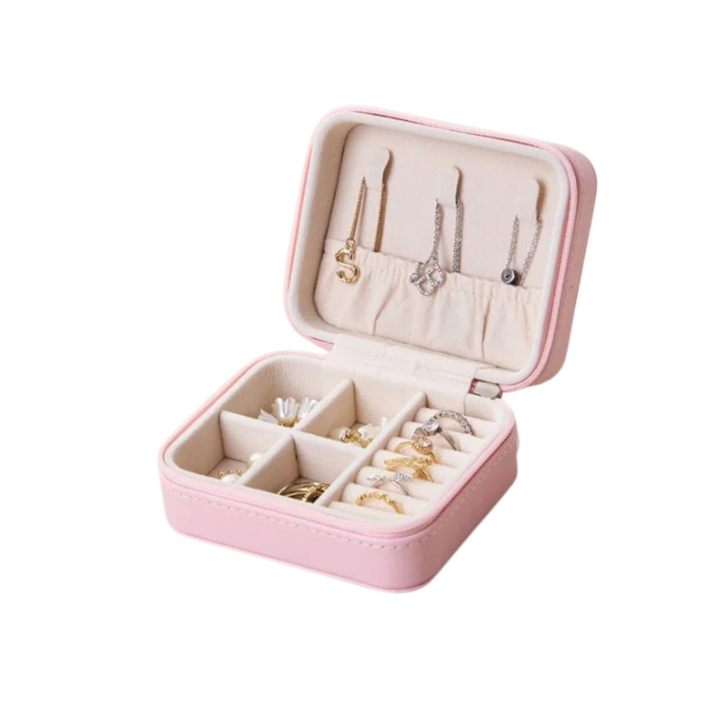 Anyvogue Jewelry Box Portable Maillard Style Organizer with Zipper Lock