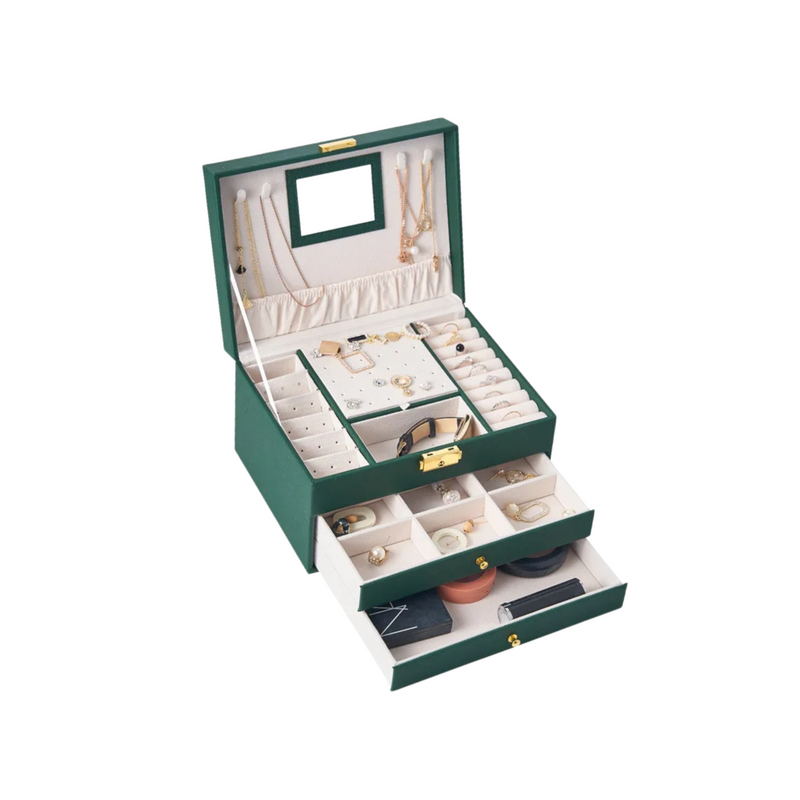 Anyvogue Jewelry Box Three Layer Multifunctional Storage for Necklaces Earrings Rings