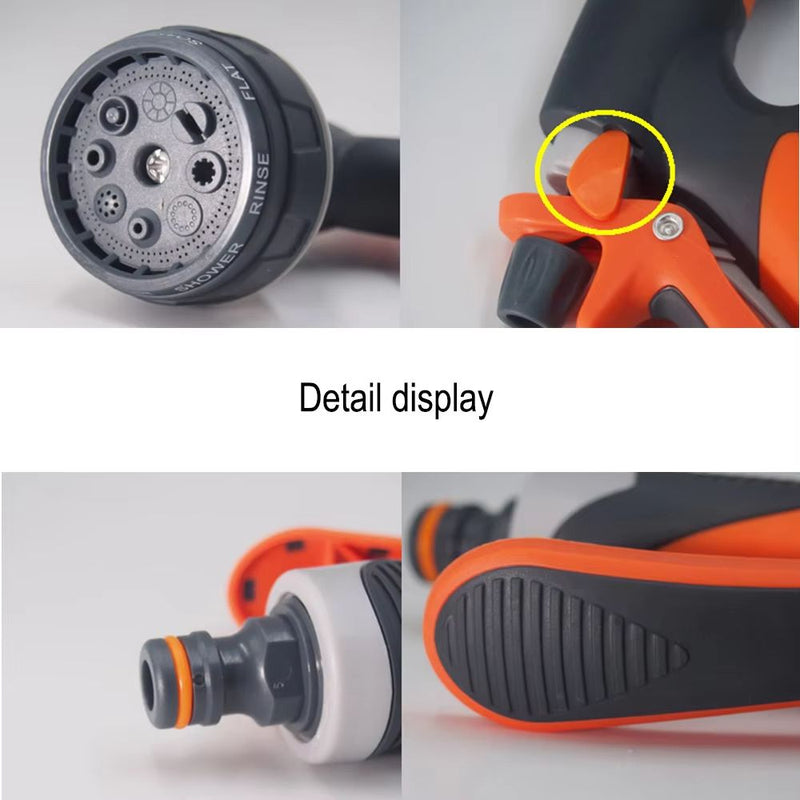 Anygreen Garden Hose Nozzle 4PC Set 8 Mode High Pressure Adjustable Sprayer Universal Tap Connector with Clamp
