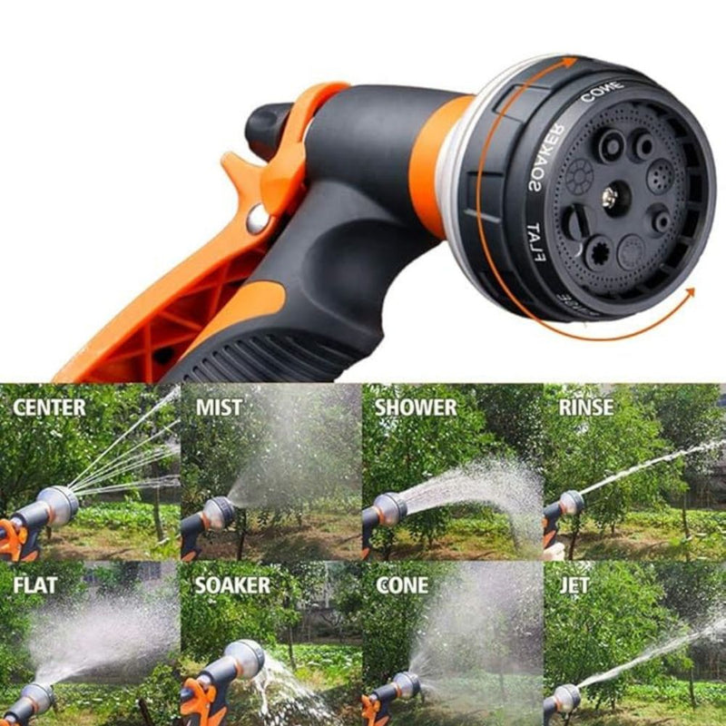 Anygreen Garden Hose Nozzle 4PC Set 8 Mode High Pressure Adjustable Sprayer Universal Tap Connector with Clamp