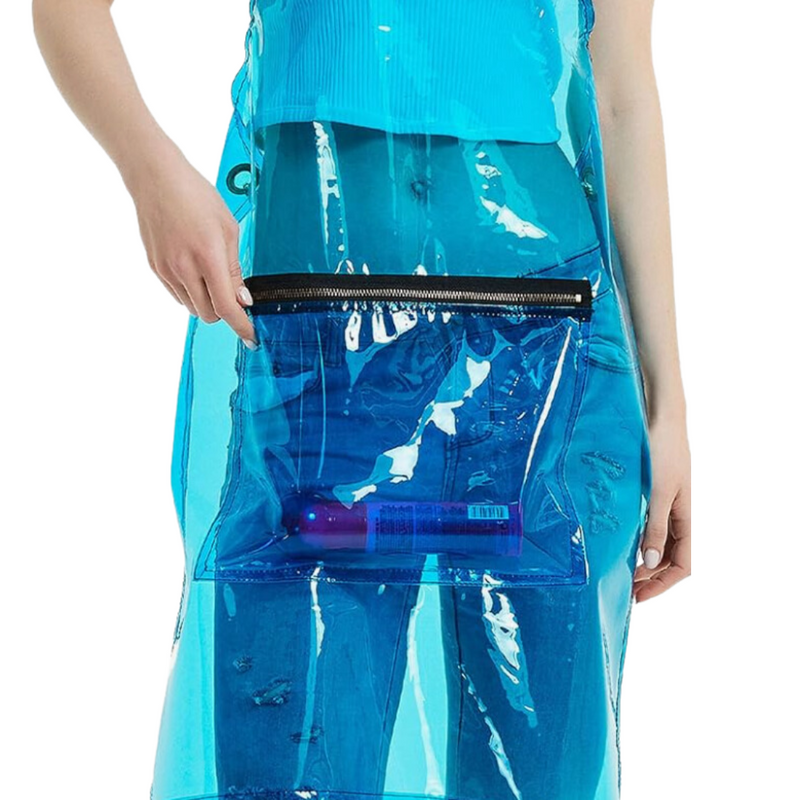 Anypron Waterproof Barber Apron – Blue Cross‑Back with 3 Pockets