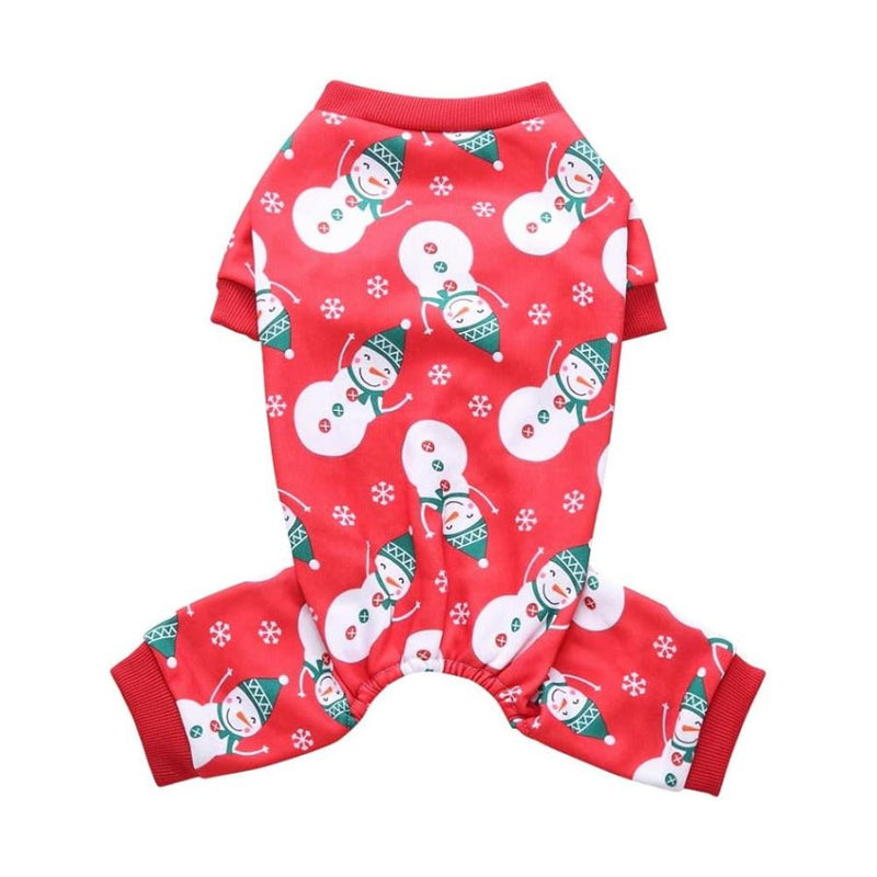 Anypet Dog Costume – Red Snowmen Print Outfit & Fun Accessories