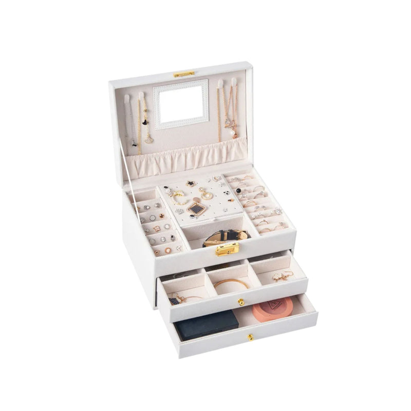 Anyvogue Jewelry Box Three Layer Multifunctional Storage for Necklaces Earrings Rings