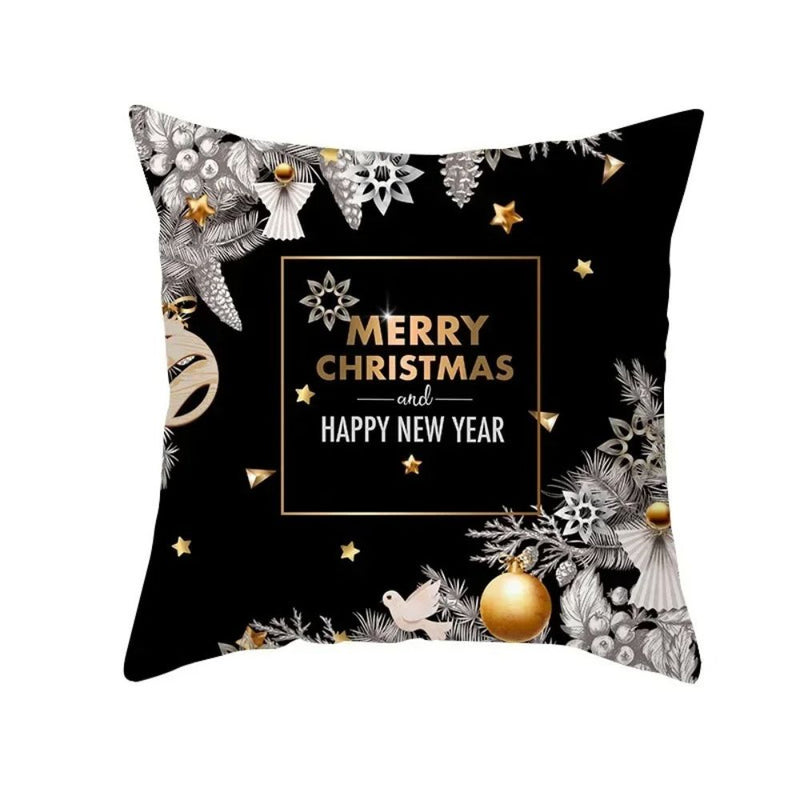 Anyhouz  Pillowcase Black Festive Christmas Square Side Print Cotton Polyester Cushion Cover