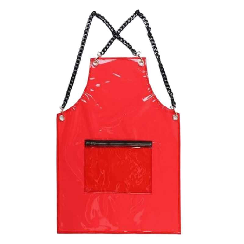 Anypron Barber Apron Red Waterproof Cross-Back 3 Pockets for Stylists