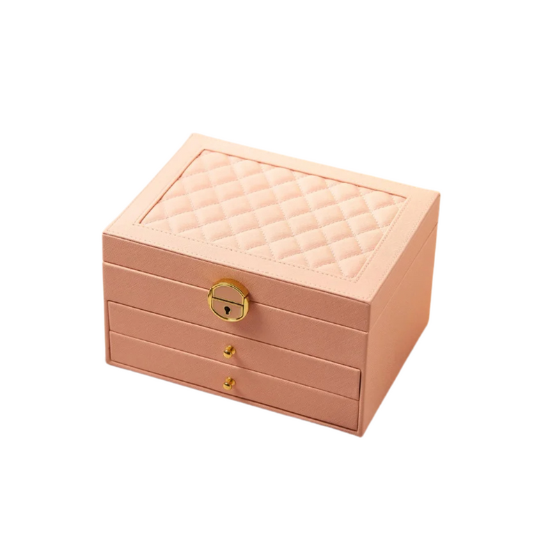 Anyvogue Jewelry Box Antioxidation Metal Lock Wood Leather Organizer
