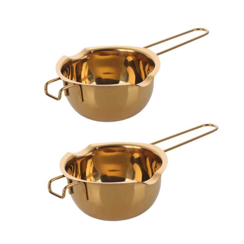 Anygleam Melting Pot 2Pcs Gold Chocolate Melt Cookware Kitchen Heating Container Milk Bowl Baking Tool Kitchenware