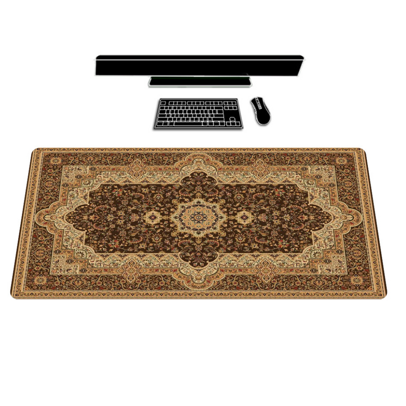 ANYMOB Mouse Pad Brown 400X900X5MM Persian Rug Mouse Full Desk Pad Mat Gaming Rubber Protector