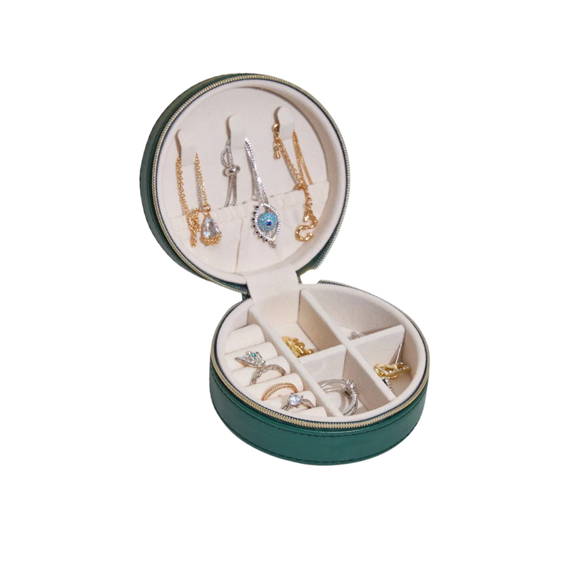 Anyvogue Jewelry Box Mini Round Portable Organizer for Rings Necklaces