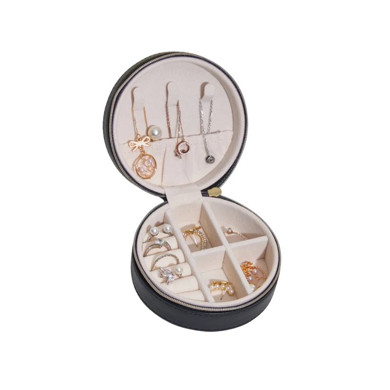 Anyvogue Jewelry Box Mini Round Portable Organizer for Rings Necklaces