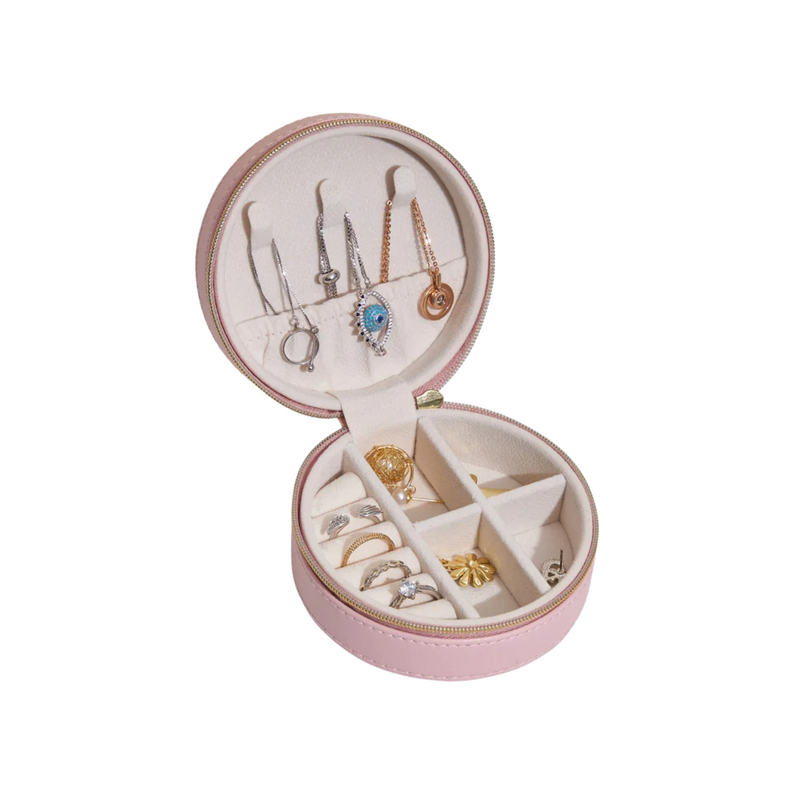 Anyvogue Jewelry Box Mini Round Portable Organizer for Rings Necklaces