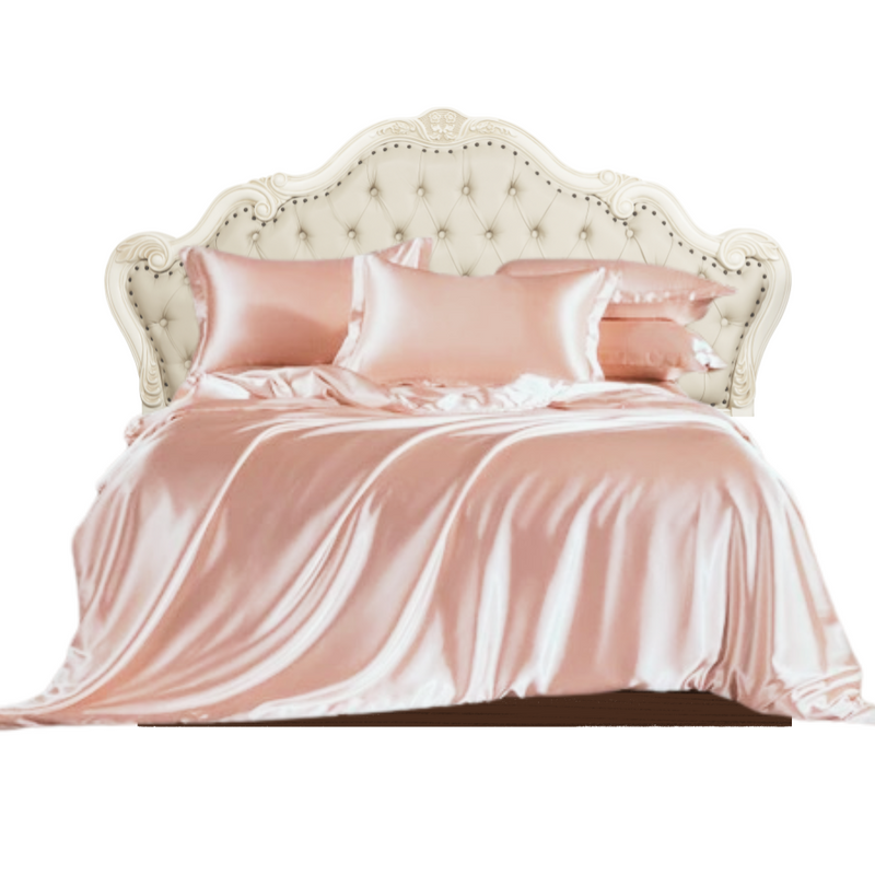 ANYHOUZ Bed Sheet Light Pink Natural Mulberry Silk Duvet Cover Set