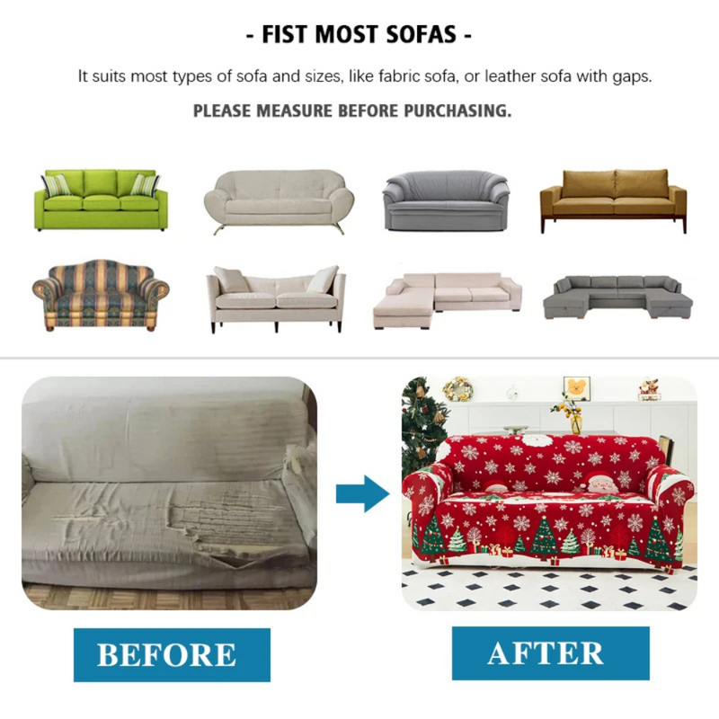 Anyseat Sofa Cover Red Festive Christmas Anti Dirt Elastic Couch Slipcover