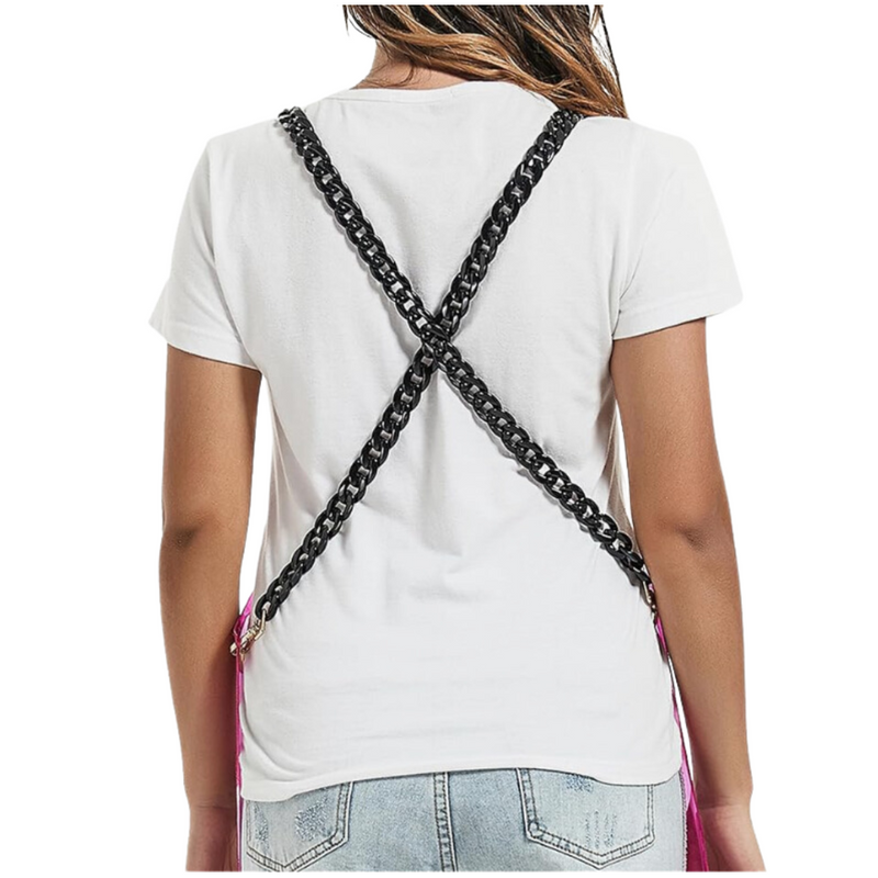 Anypron Waterproof Barber Apron – Pink Cross‑Back with 3 Pockets