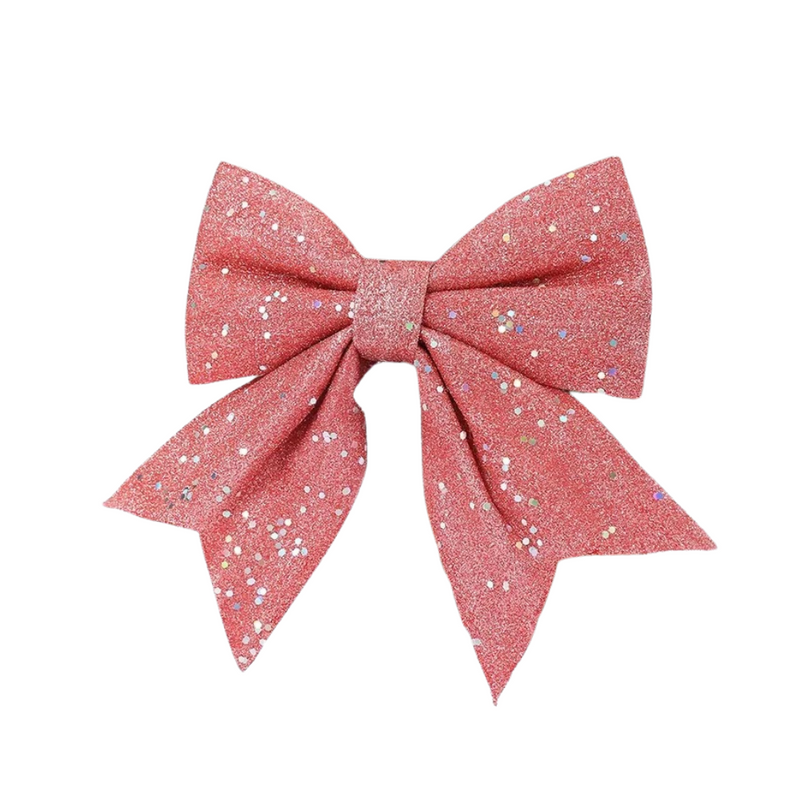 ANYDECO Christmas Bow Red Glitter Hanging Decorative Ornaments