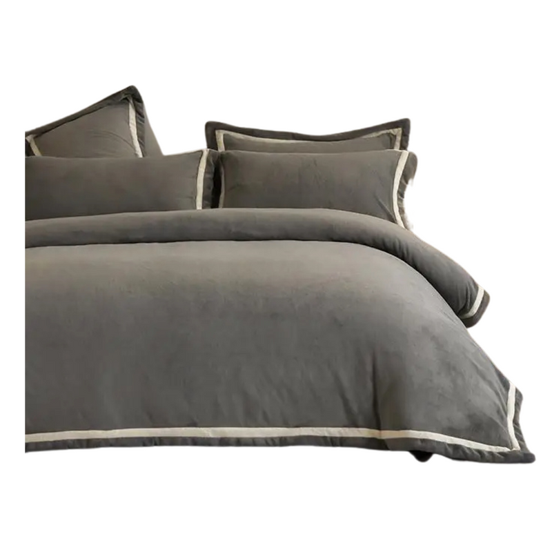 Anycozy Duvet Cover Set Plain Grey Flat Bed Sheet Cozy Fluffy Ultra Soft Velvet Bedding Comforter