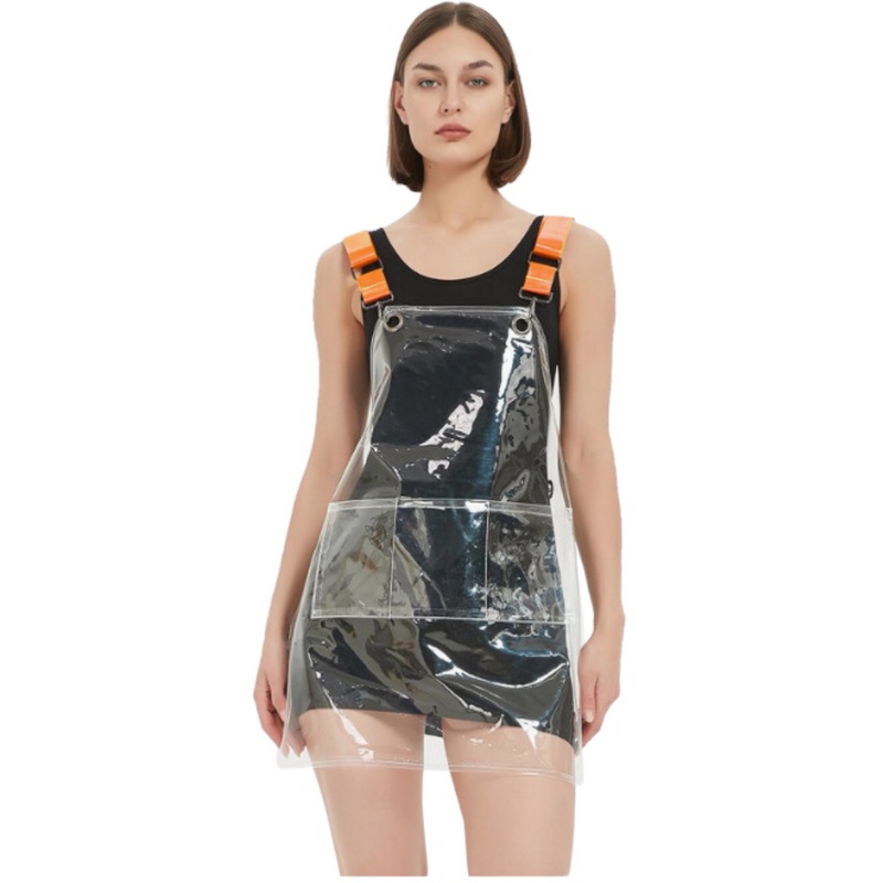 Anypron Orange Ribbon Waterproof TPU Apron Oilproof for Barber Salon