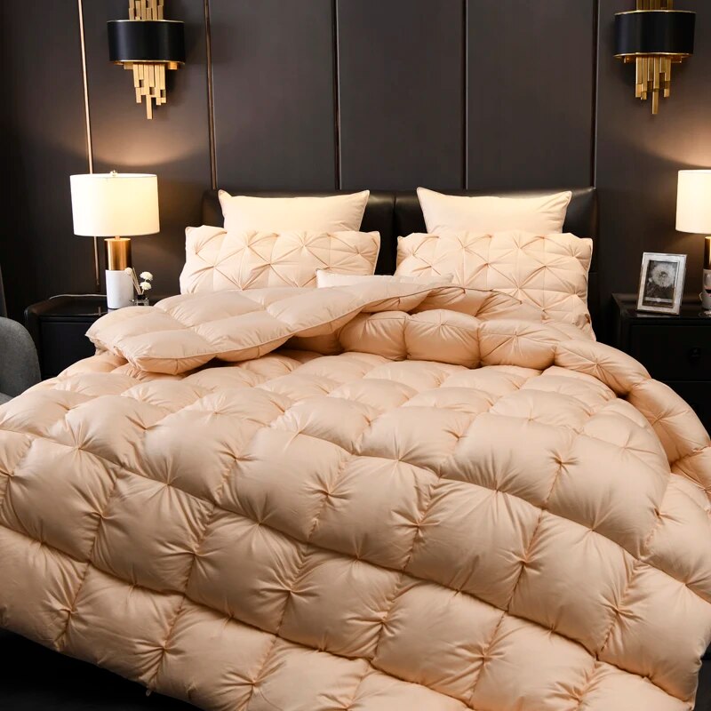 ANYHOUZ Duvet Cover Cream Luxury Breathable Puffer Bed Comforter